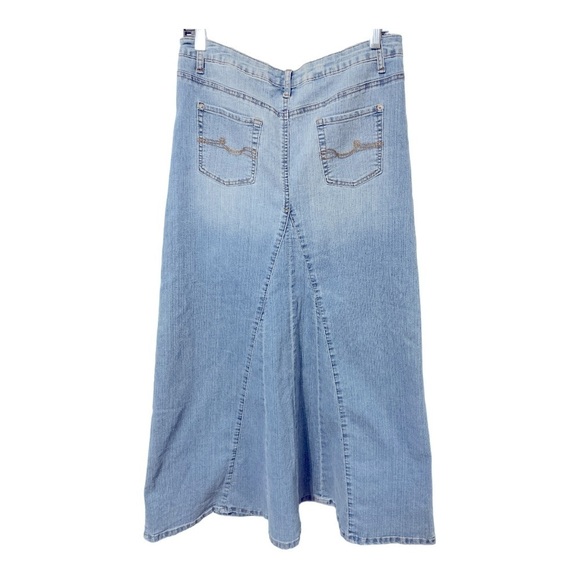 VTG Route 66 Original Clothing Co Denim Maxi Skirt 5/6 Light Wash Flared Panel - Picture 4 of 13